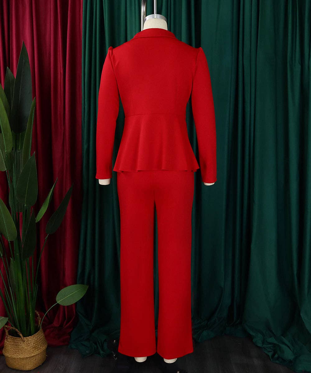 Aria Romance - Wholesale Suit Set - Women's - Ruffled Sleeve Wide-Leg Trouser Set11