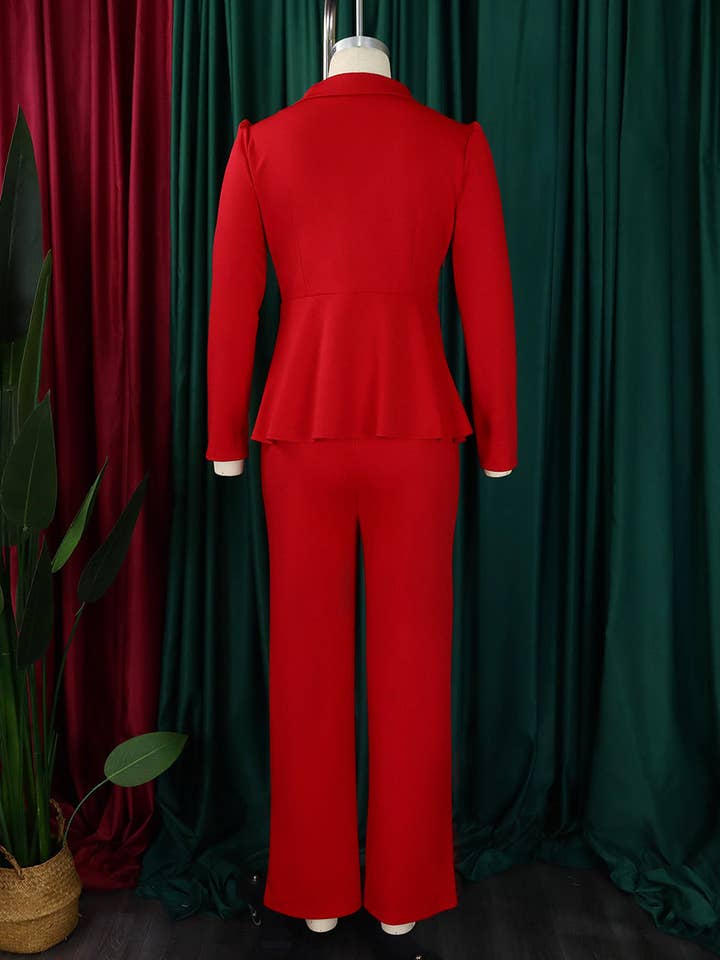 Aria Romance - Wholesale Suit Set - Women's - Ruffled Sleeve Wide-Leg Trouser Set11