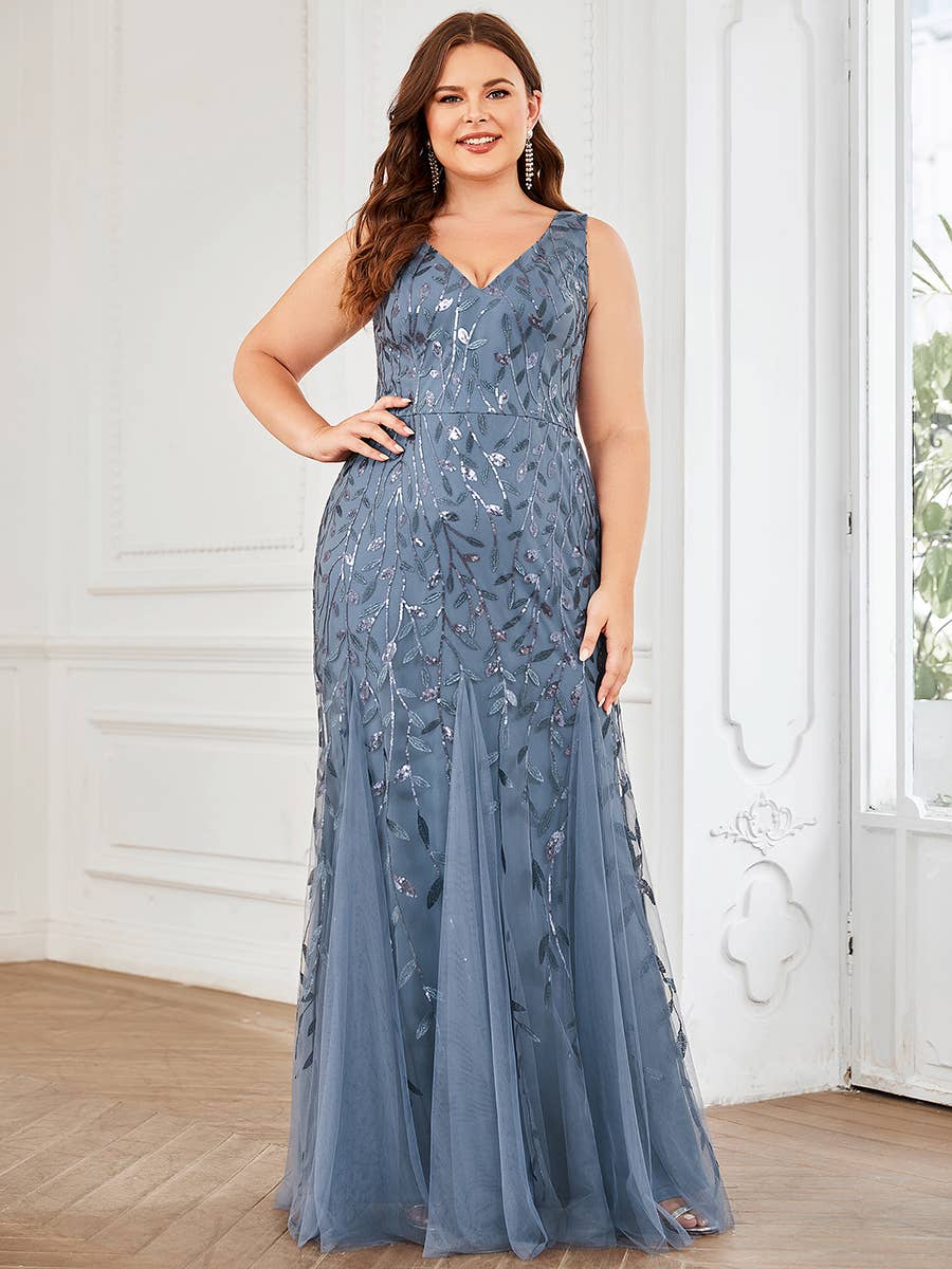 Ever-Pretty - Wholesale Dress - Women's - Plus Size Sequin Fishtail Evening Dress4