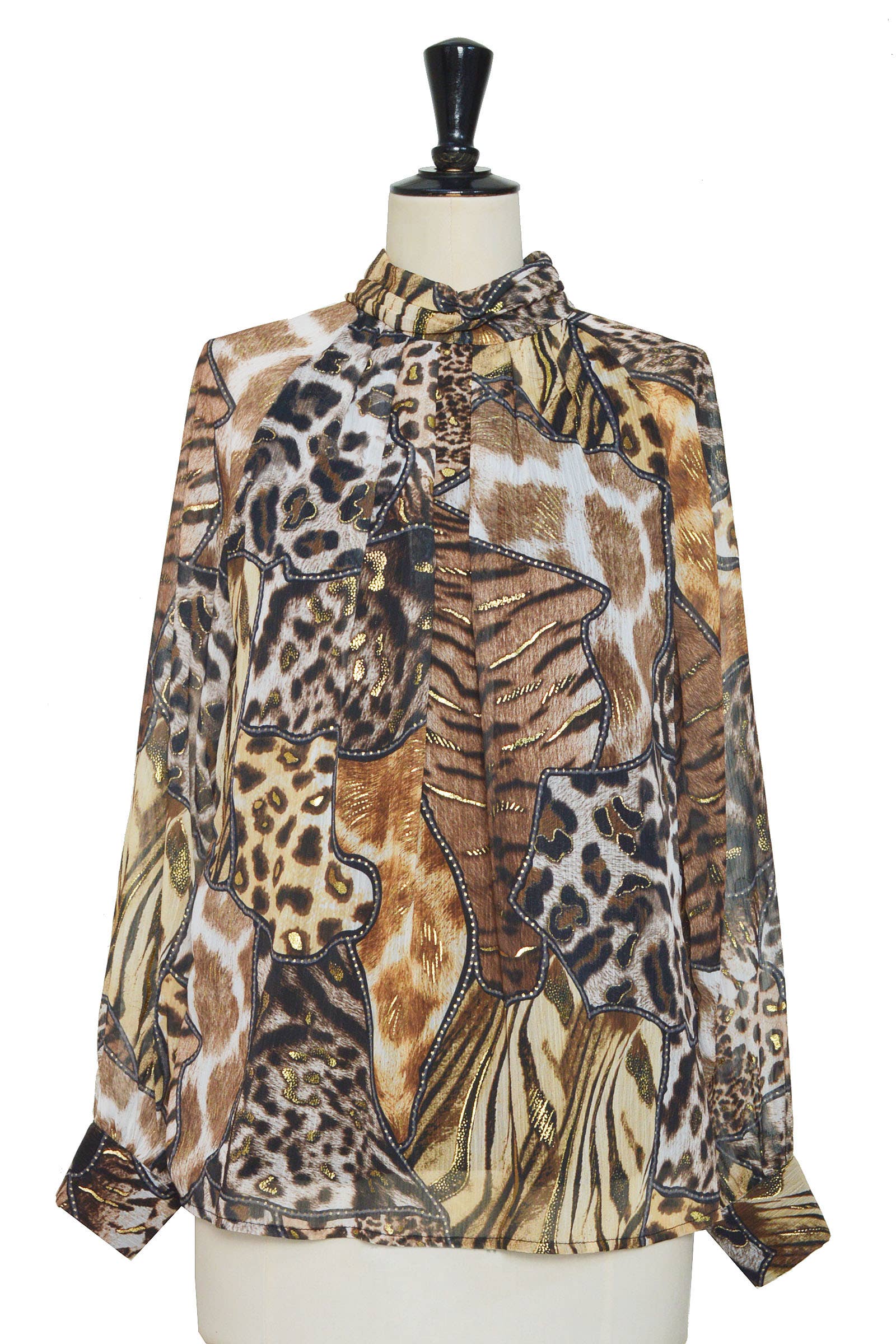 ELLI WHITE - Wholesale Blouse - Women's - Animal print blouse with golden highlights3