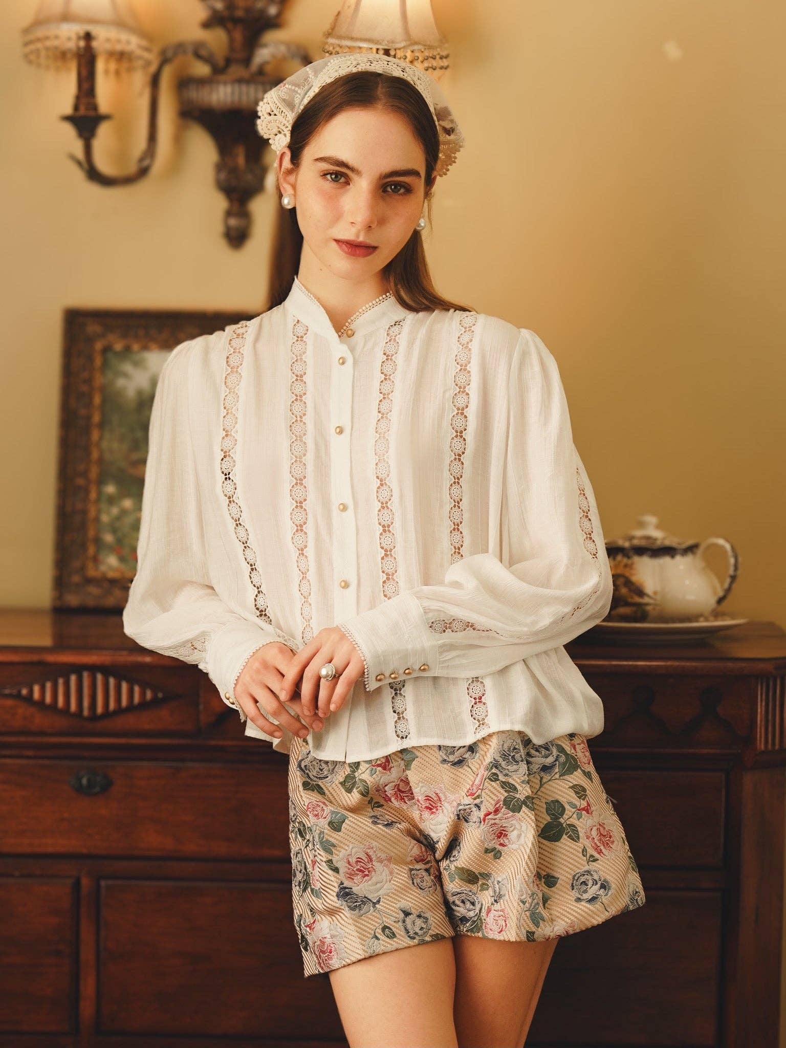 ROSIE POSIE - Wholesale Blouse - Women's - RP2225 - Vintage-Inspired Lace Trimmed Blouse1