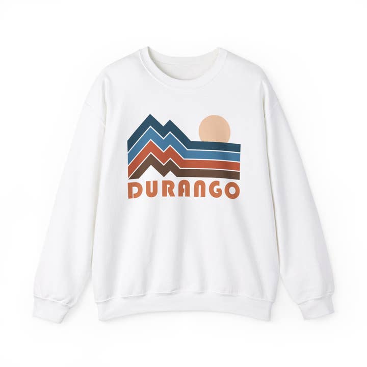 Sweatshirt Durango, Colorado Montagnes Rétro pour la vente par Hey Mountains