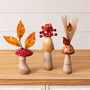 Audrey's Home & Gift - Vente Vases - Vases à boutons de champignons (Pk/03 Ast)3