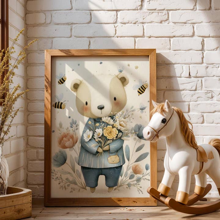 Impression Art de la Crèche - Ours des Bois - Jaune for wholesale by Artsriver