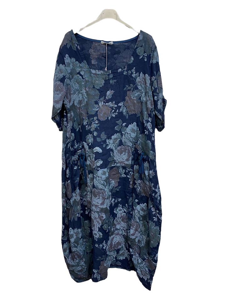 la maison des fibres naturelles – Großhandel Kleid – Damen – Leinenkleid mit floralem Muster, 100 % Leinen, Modell 679674