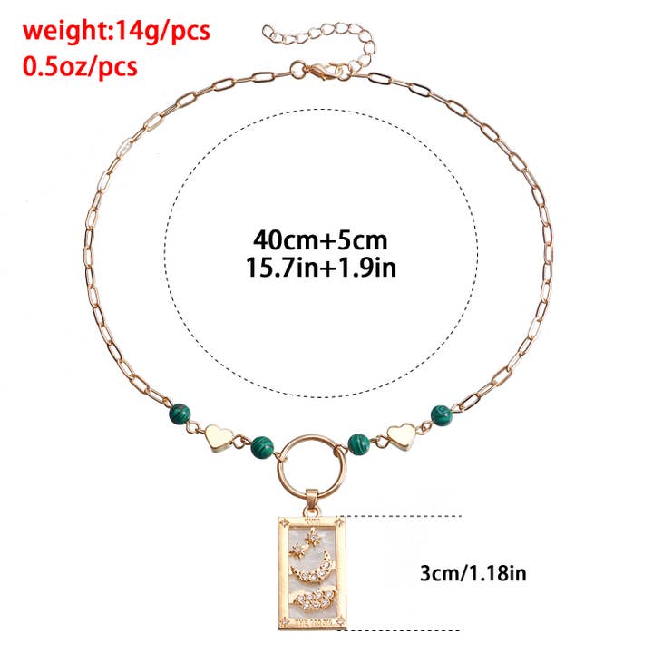 Gemscape UK - Vente Colliers à pendentif - Collier Perlé à Motif Tarot avec Cristal - Bijou Tendance17