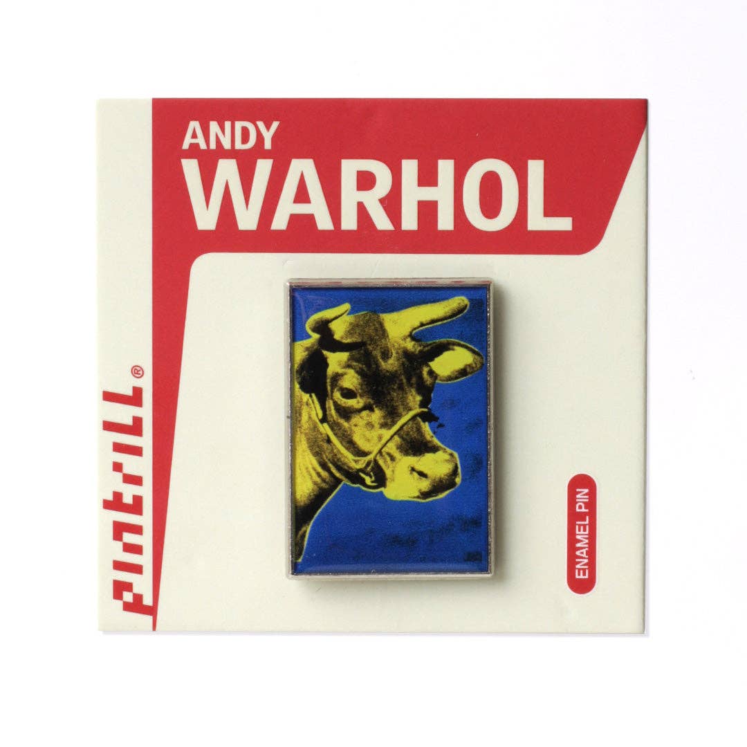 PINTRILL - Wholesale Lapel Pin/Button - Warhol Cows Yellow/Purple Pin1