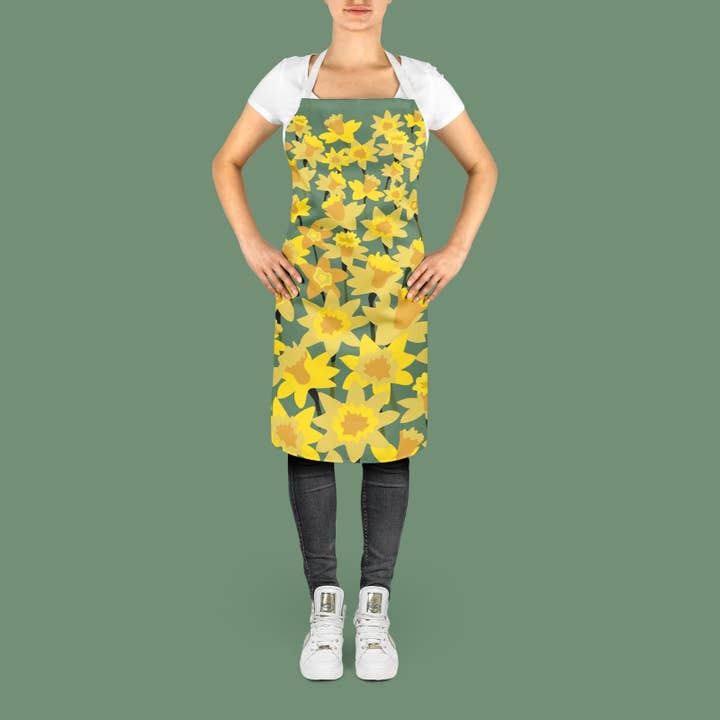 Daffodil Field Apron 100% cotton for wholesale by Max Rocks