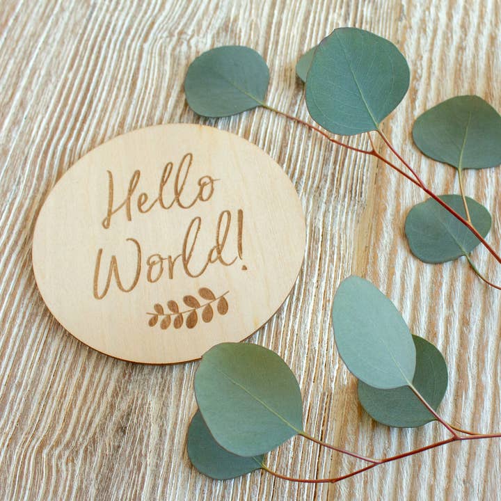 Bebe au Lait - Wholesale Milestone Art/Keepsake - Kids & Baby - Hello World Milestone Disc
