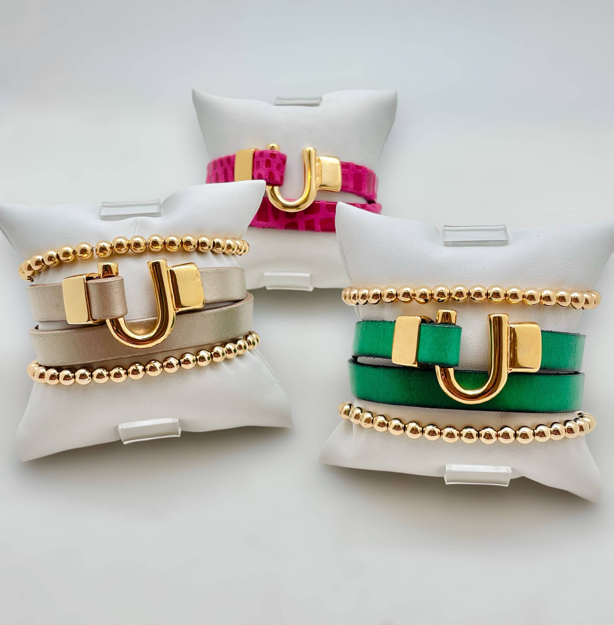 Shiver + Duke - Wholesale Bangle Bracelet - Horseshoe Leather Bracelet Wrap - 4 color choices3