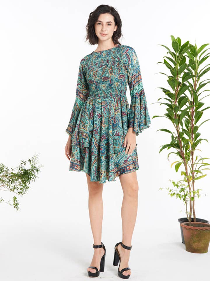 VESTIDO CORTO DE POLISILK (KT-1471) para venta al por mayor de Kathmandu Imports