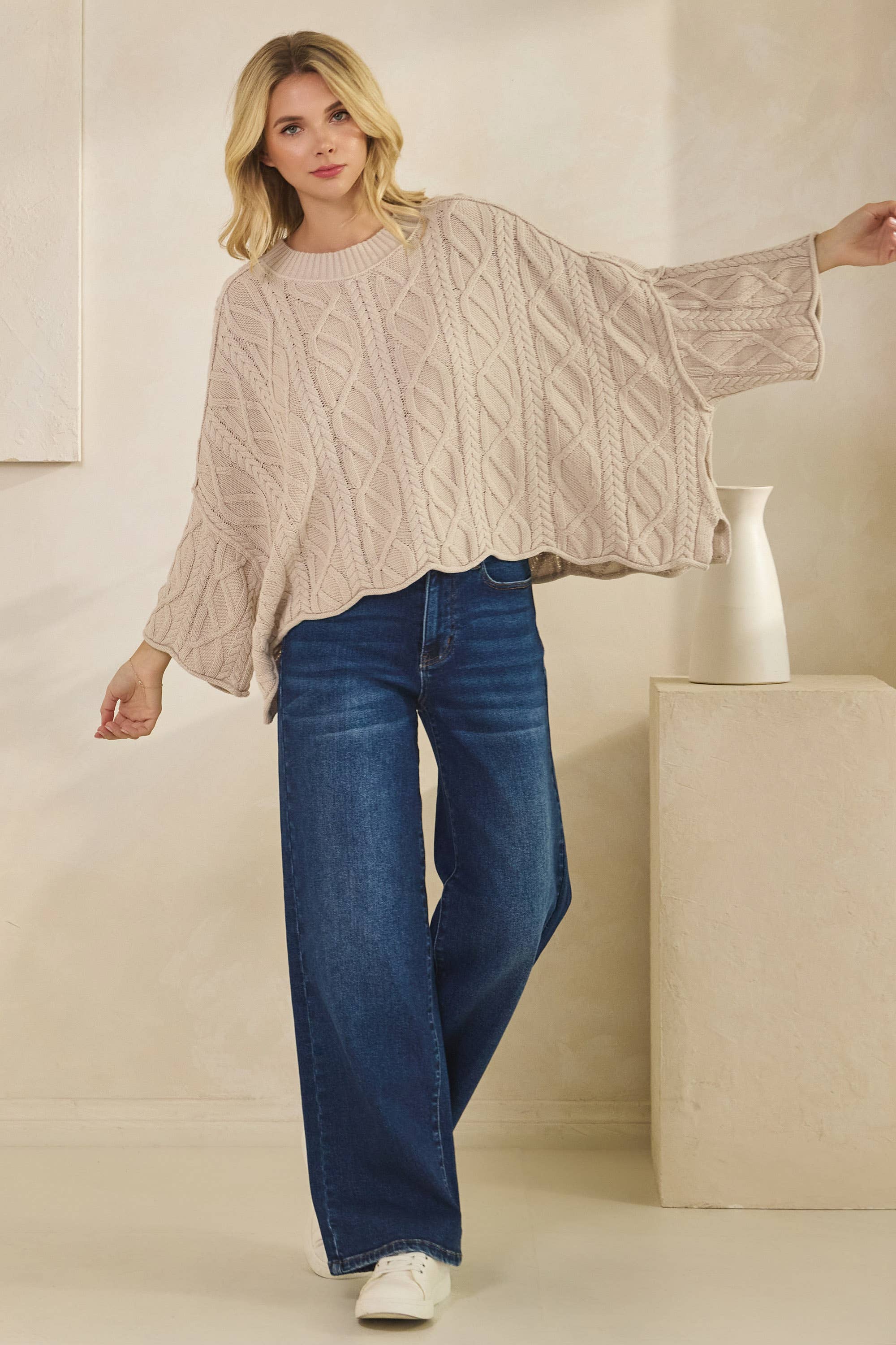 Tres Bien, Inc - Wholesale Knit Sweater - Women's - IT-10101-knitted sailors knot round neck l/s sweater17