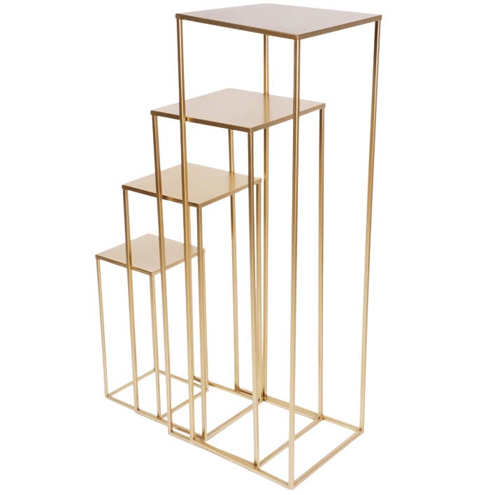 Set aus 4 Beistelltischen, goldfarben, Metall, 30x30x100 cm für den Großhandel von Dekoratief