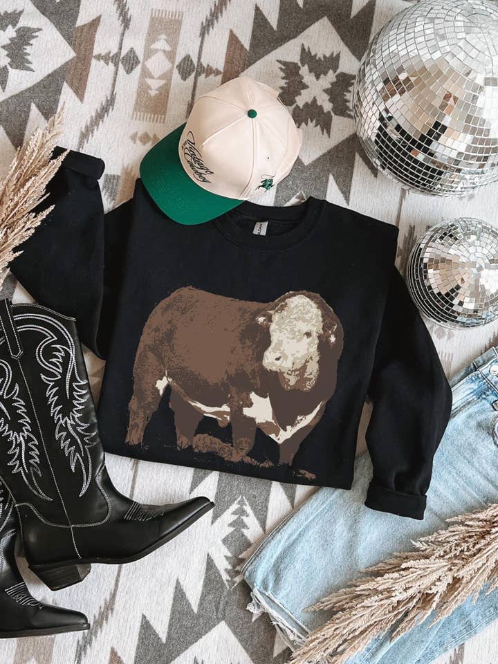 Buckin Barn Wholesale - Wholesale Graphic Sweatshirt - Women's - Hereford bull