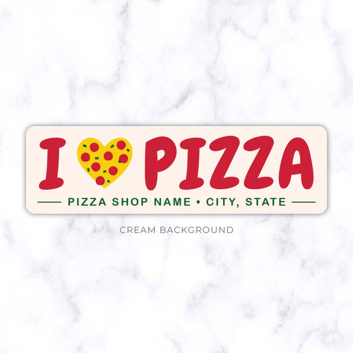 The Orange Ampersand - Wholesale Sticker - I Love Pizza - Custom Pizza Restaurant Stickers5