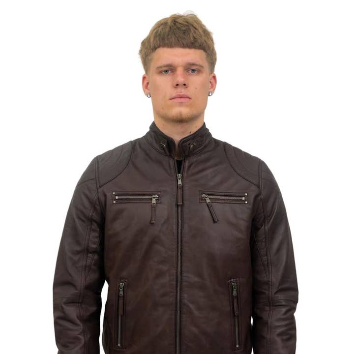 Blouson de motard en cuir pour homme - Taïwan pour la vente par Infinity Leather (Upperclass Fashions Ltd)