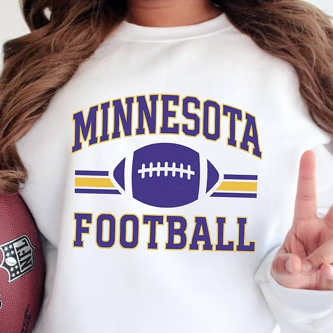 Retro Minnesota Football (Vikings) Pocket Crew Neck for wholesale by Small Town Clothing Company