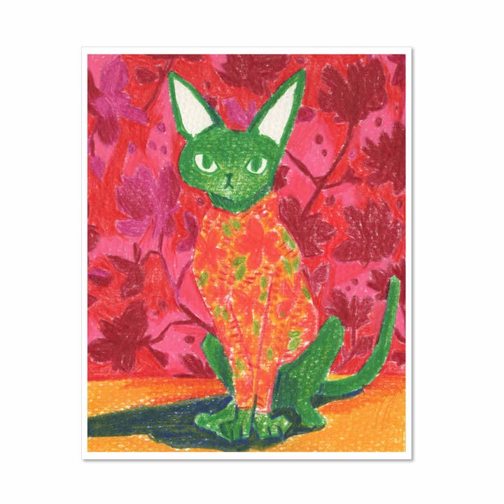 Impression d'art Funk Félin Floral pour la vente par Miss Johnny Squirrel