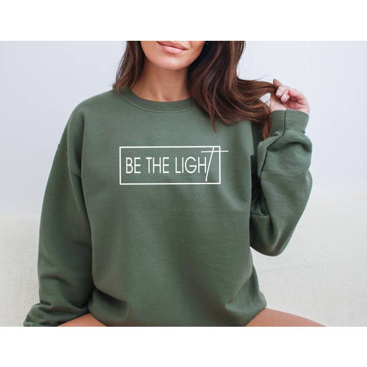 Custom T Story - Wholesale Graphic Sweatshirt - Women's - Be The Light Sweatshirt, Mathew 5:14 Sweatshirt