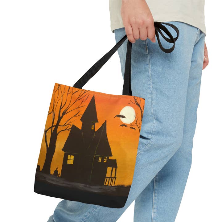 Halloween Spooky House Tote Bag for wholesale by See Joy Creative