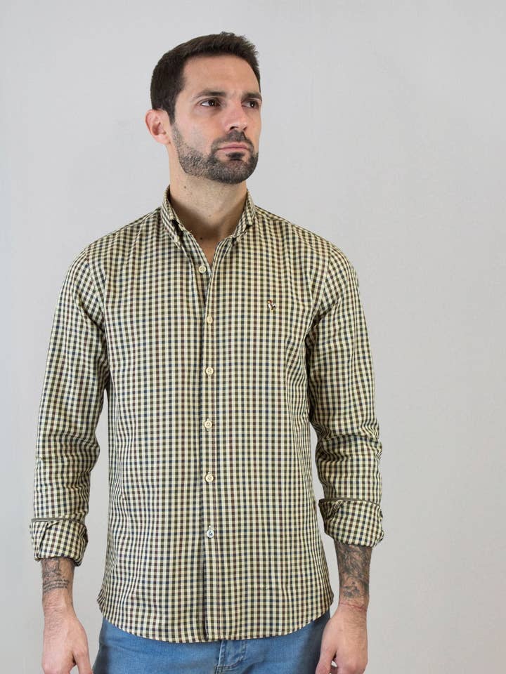 Camisa de cuadro en tonos marrones para venta al por mayor de Patadegayo