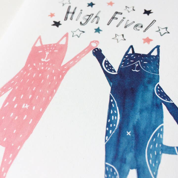 Honeyberry Studios - Vente Carte de vœux classique - Carte de vœux "High Five" pour chat2