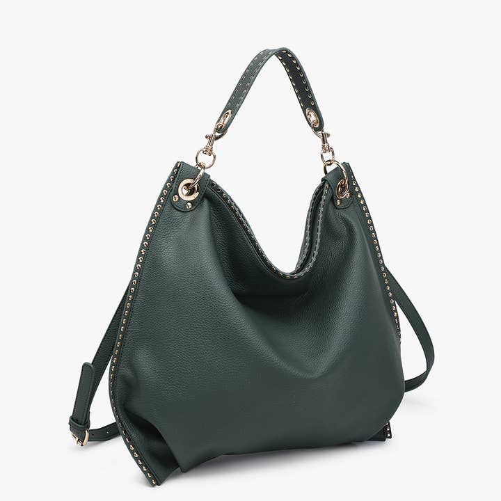 Jen & Co. - Wholesale Satchel - Women's - *SALE* M2576 Carly Studded Slouchy Hobo w/ Long Strap