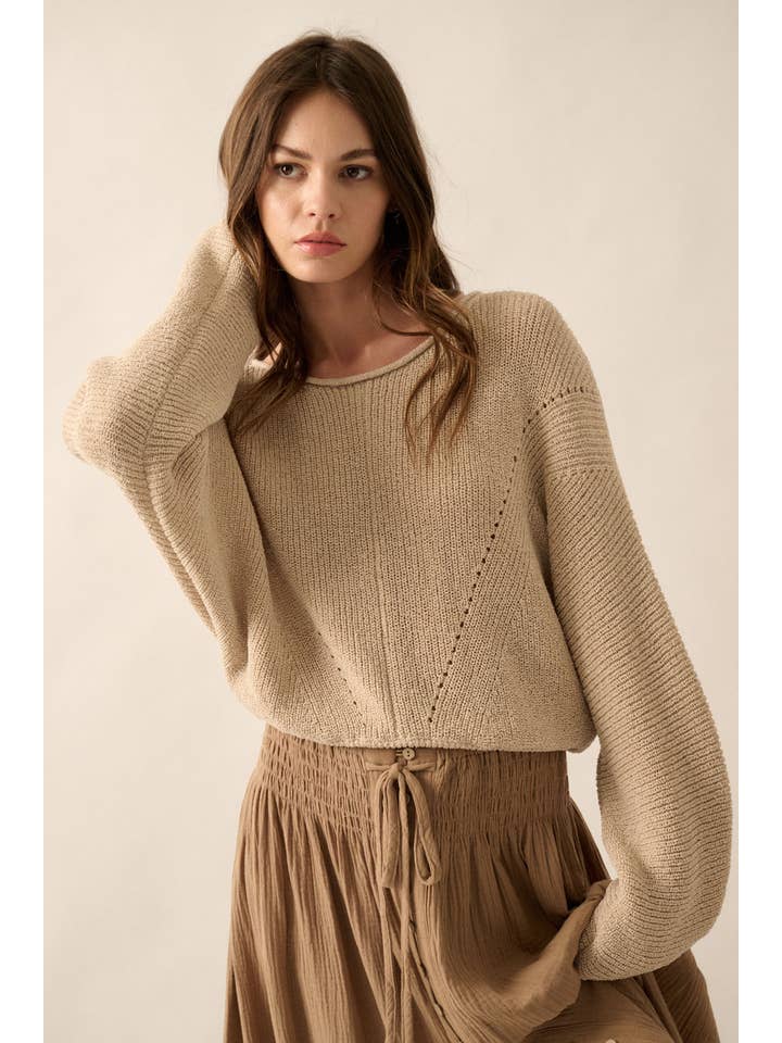 Promesa USA - Wholesale Knit Sweater - Women's - Solid Rib-Knit Dolman-Sleeve Sweater