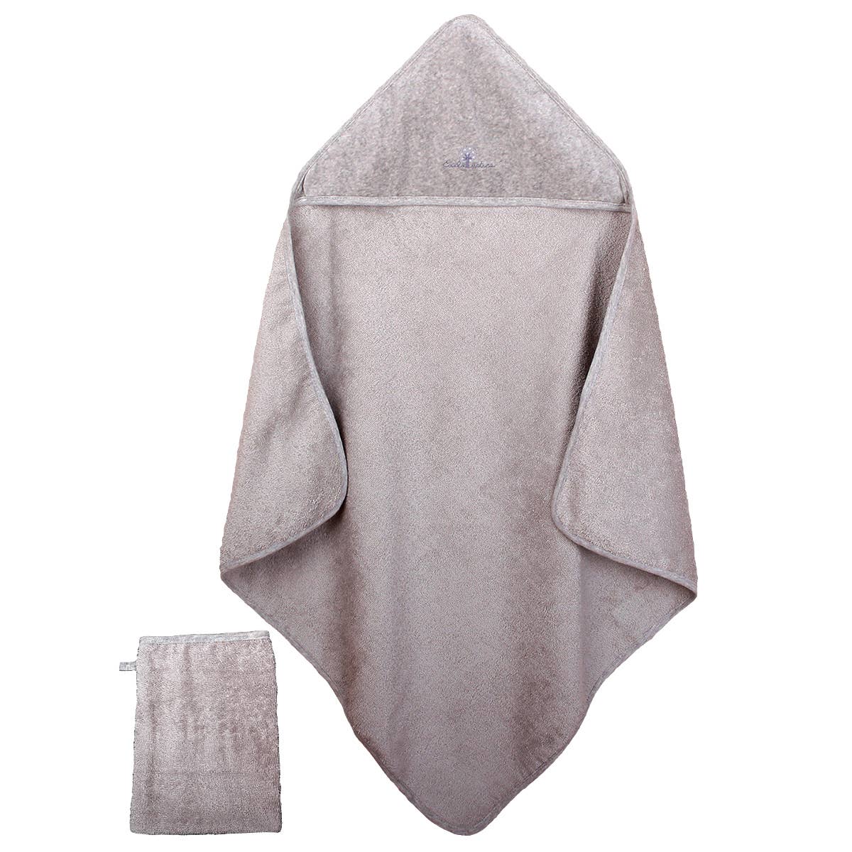 Eveil et Nature - Wholesale Hooded Towel - Kids & Baby - Bathcape and glove 75 x 75 cm Grey0