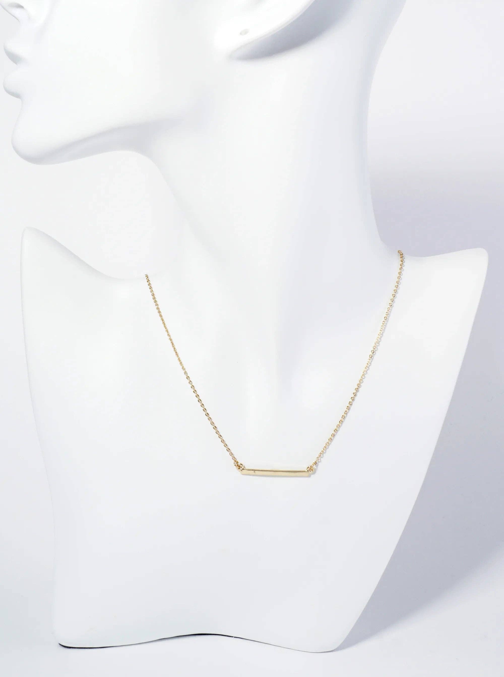 Wild Honey - Wholesale Pendant/Charm Necklace - Polished Metal 1 Inch Horizontal Bar Pendant Necklace2