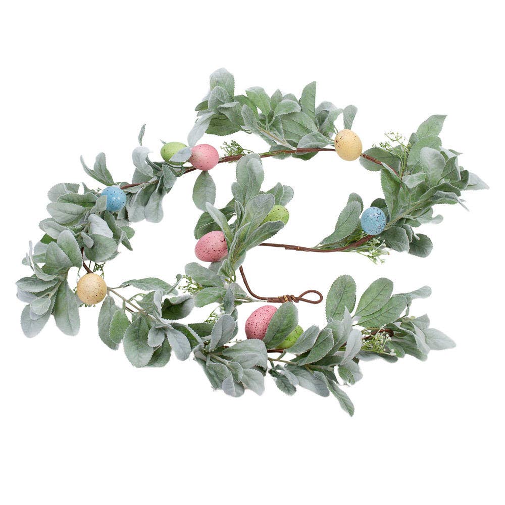 Factory Direct Craft - Wholesale Bunting/Garland - Artificial Lambs Ear and Easter Egg Garland  Spring Greenery4