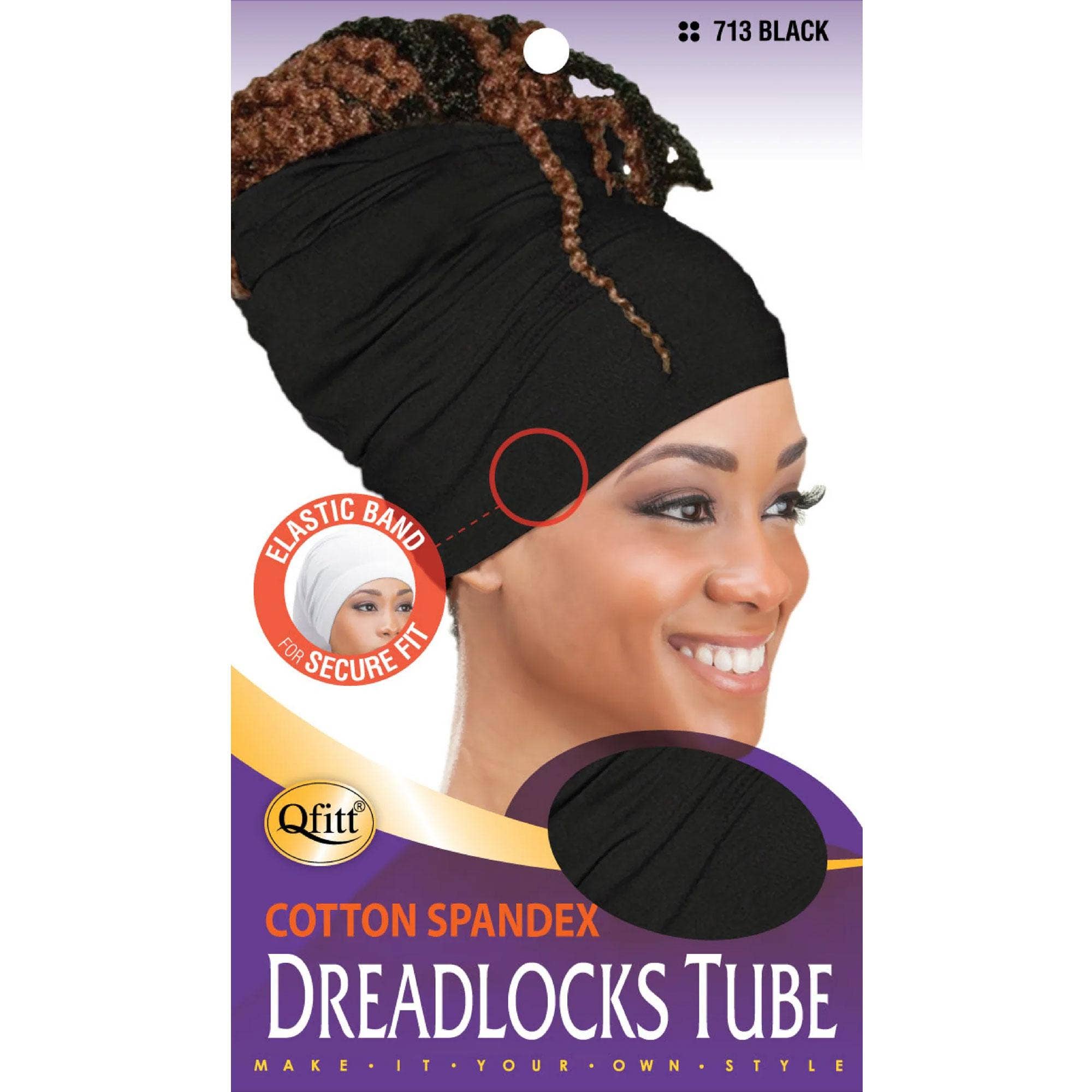 KT Supply - Wholesale Hair Tie - Qfitt Cotton Spandex Dreadlocks Tube Black0