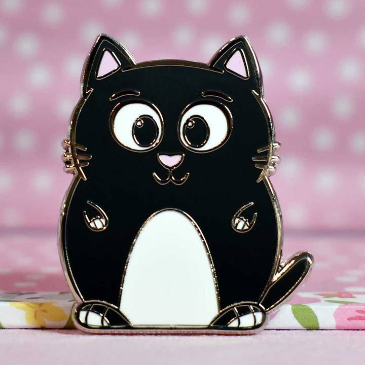 Tuxedo Cat Enamel Pin for wholesale by Cat Lady Alley