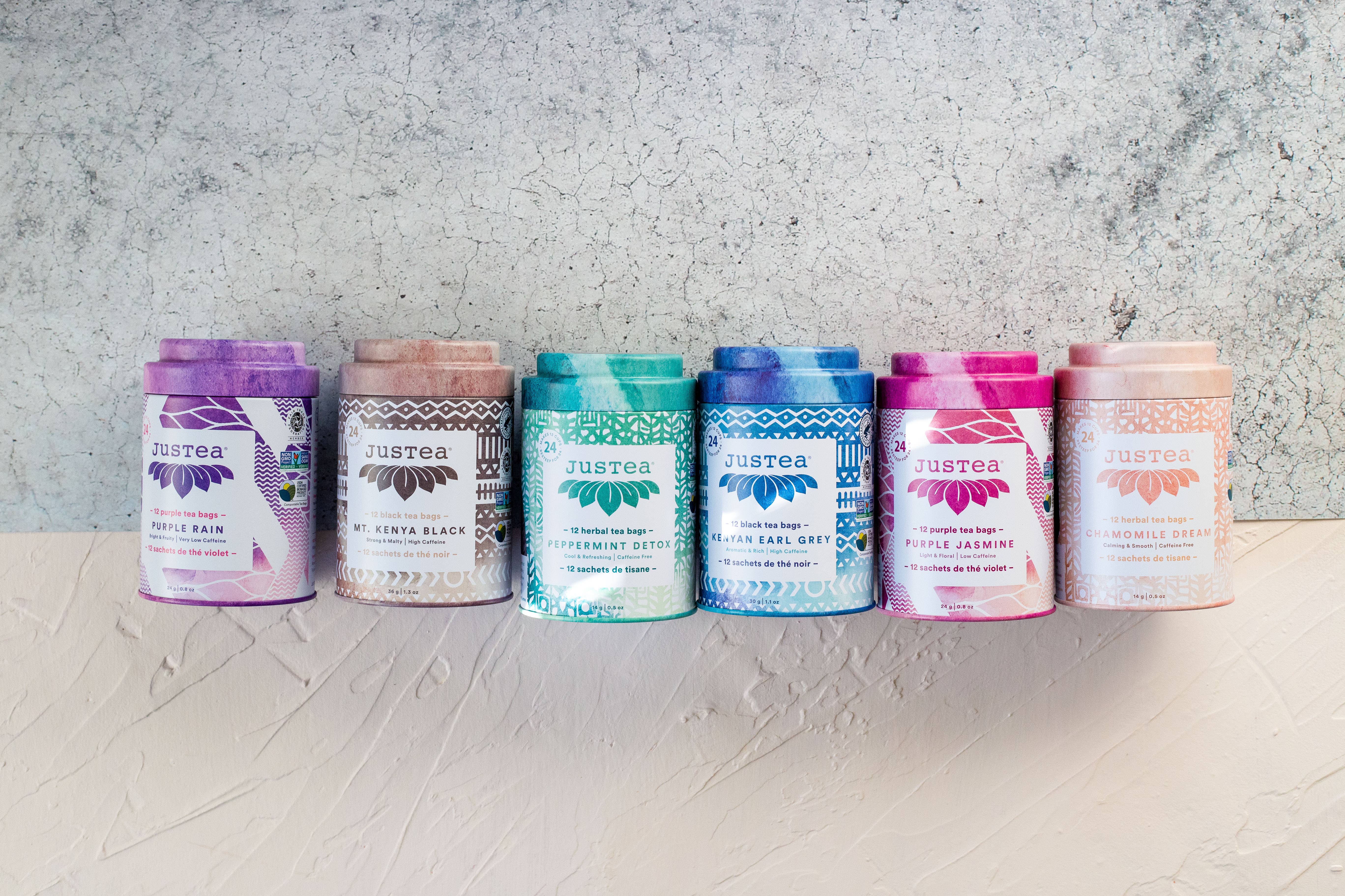 JusTea (No Import Fees to USA) - Wholesale Tea Bags - Purple Rain Tea Bag Tin - Organic, Fair-Trade, Purple Tea5