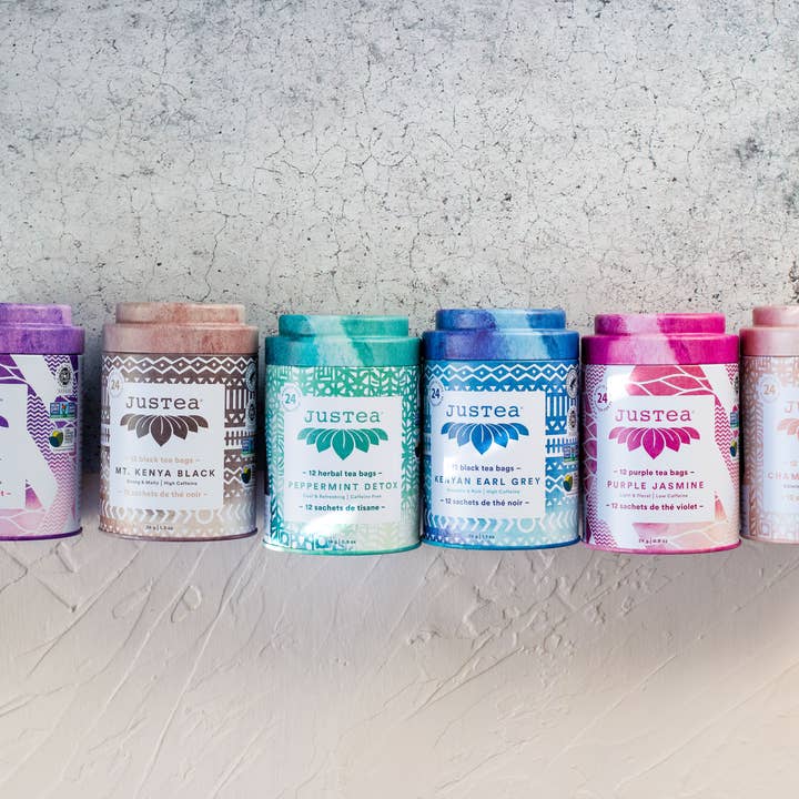 JusTea (No Import Fees to USA) - Wholesale Tea Bags - Purple Rain Tea Bag Tin - Organic, Fair-Trade, Purple Tea5