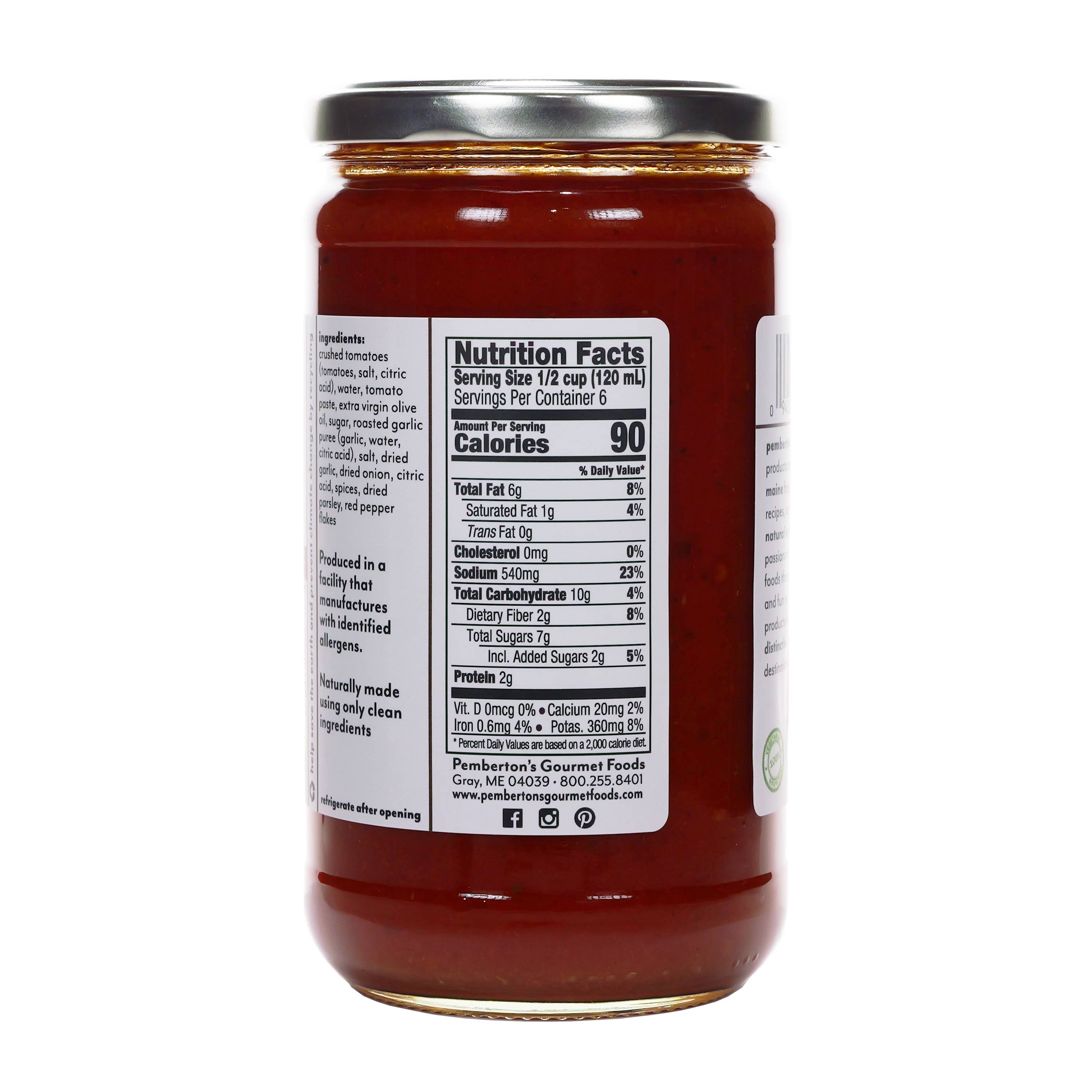 Pemberton's Gourmet Foods - Wholesale Pasta Sauce - Munjoy Marinara 1