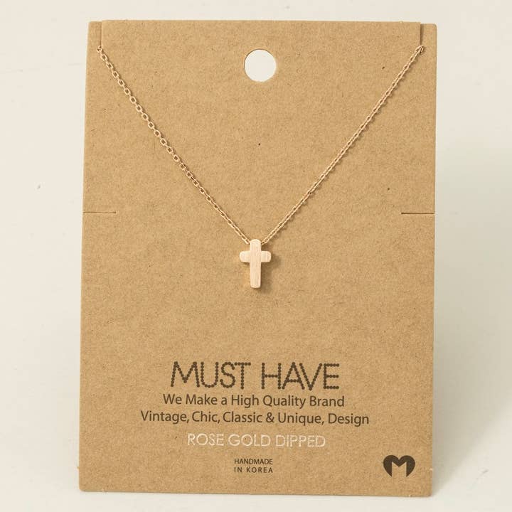 Fame Accessories - Wholesale Pendant/Charm Necklace - Dainty Mini Cross Pendant Necklace