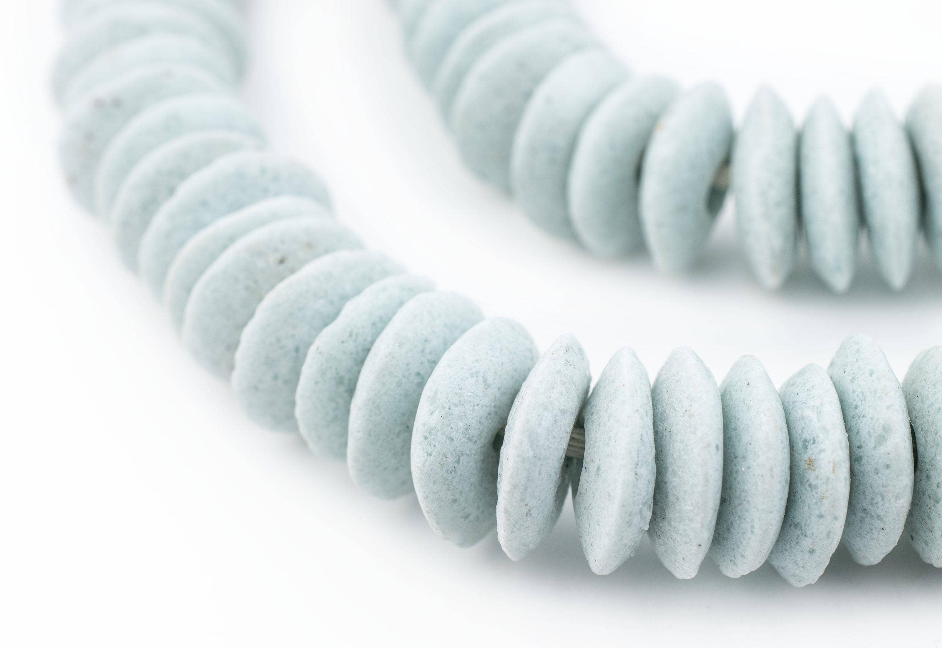 The Bead Chest - Wholesale Beads - Light Aqua Ashanti Glass Saucer Beads1