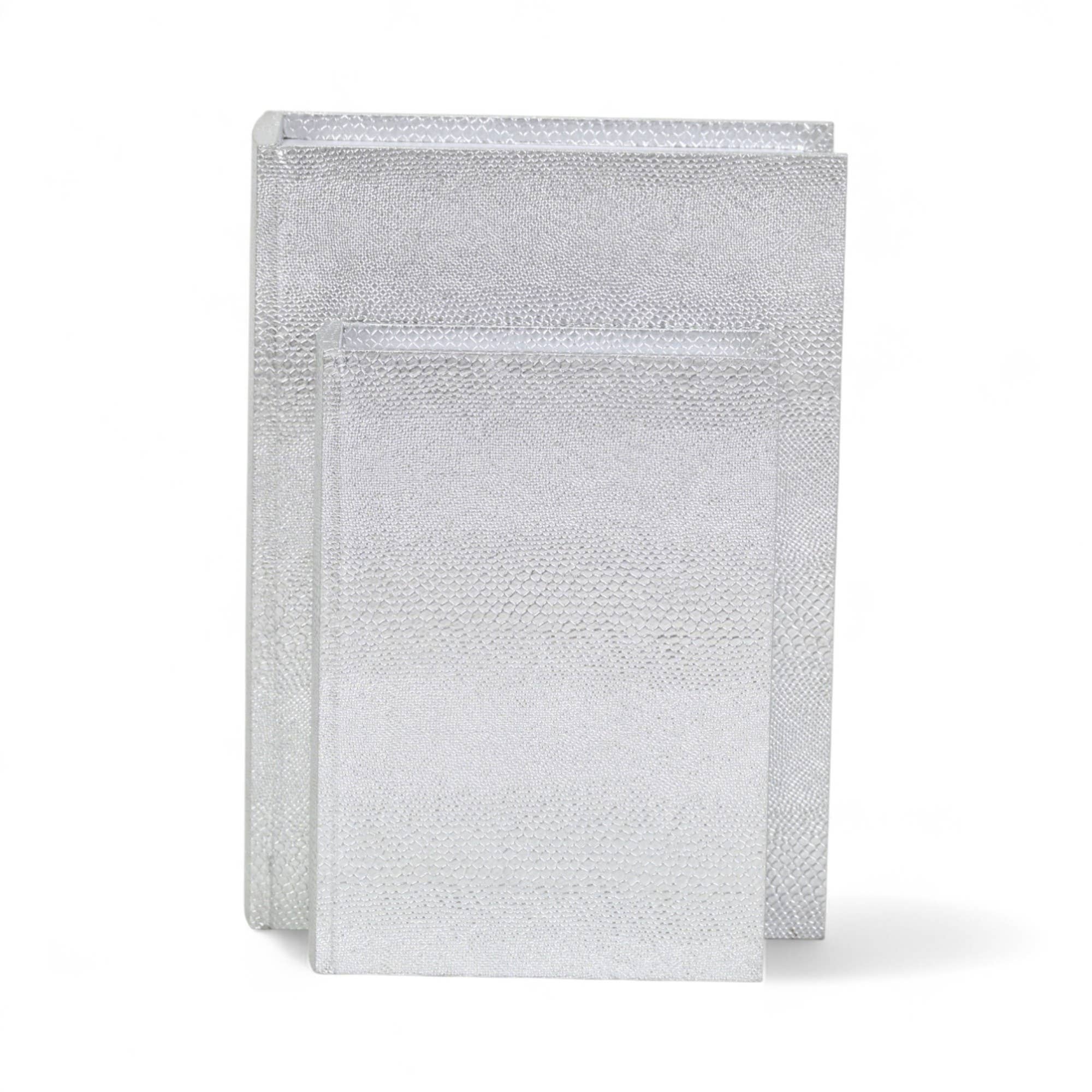 Cheungs Home Decor - Wholesale Decorative Box - Faux Alligator Themed Silver Vinyl Wrapped Book Box Set1