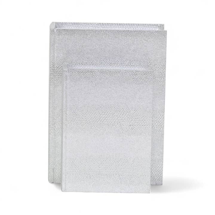 Cheungs Home Decor - Wholesale Decorative Box - Faux Alligator Themed Silver Vinyl Wrapped Book Box Set1