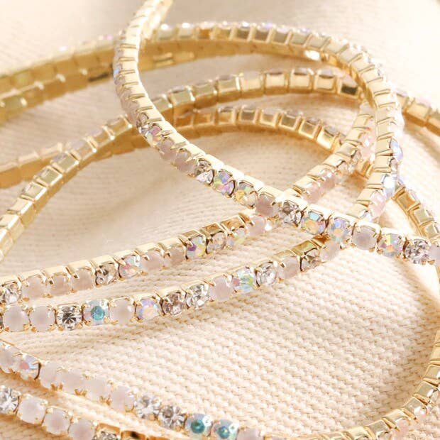Lisa Angel – wholesale Tennis bracelet – Delicate Mix Diamanté Tennis Bracelets In 5 Pack1
