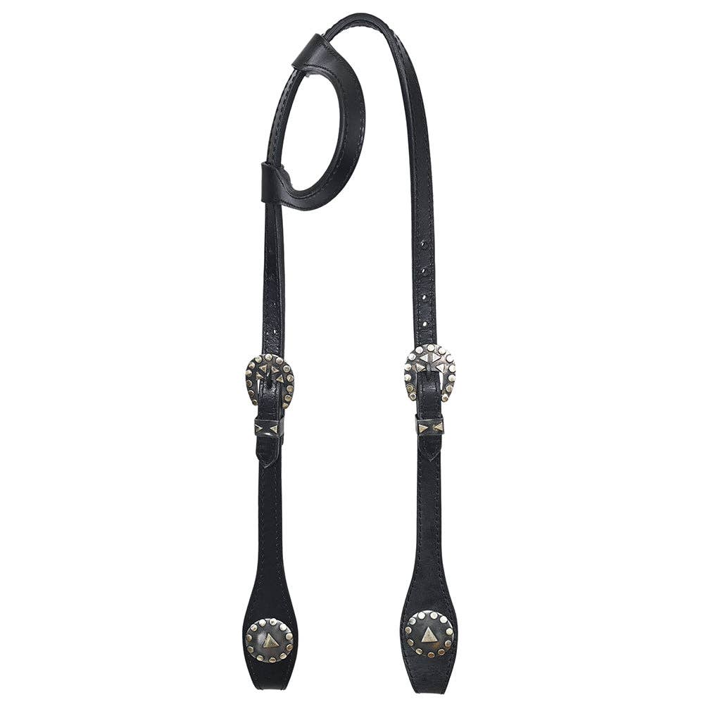 HILASON - Wholesale Horseback Riding Gear - Hilason Horse Genuine Leather One Ear Headstall Bridle GS Concho Black2