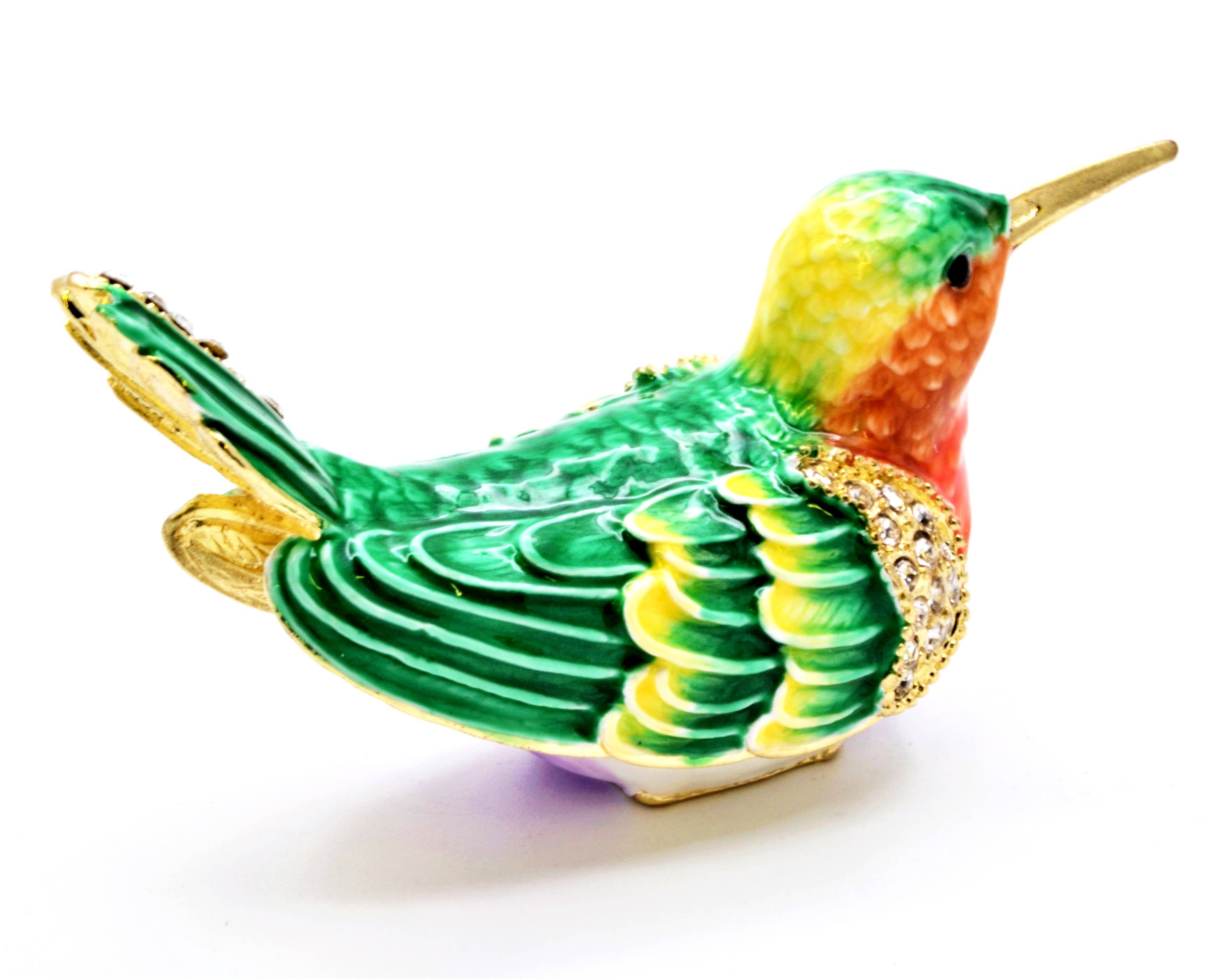 Ciel Collectables - Wholesale Jewelry Box/Organizer - Bejeweled Small Humming Bird Trinket Box. Hand Painted2