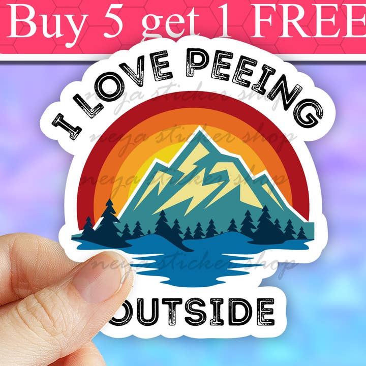 Neya Sticker Shop - Wholesale Sticker - I love peeing outside camping sticker, mountain camper van0