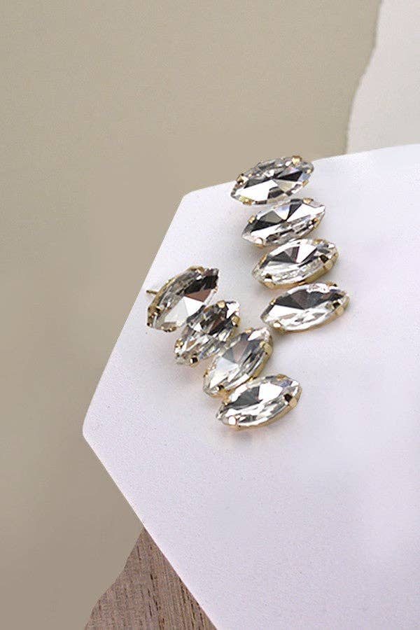 JOSSLYN by wall to wall - Wholesale Dangle Earrings - CRYSTAL GLASS BAGUETTE DROP EARRINGS | 40E2730