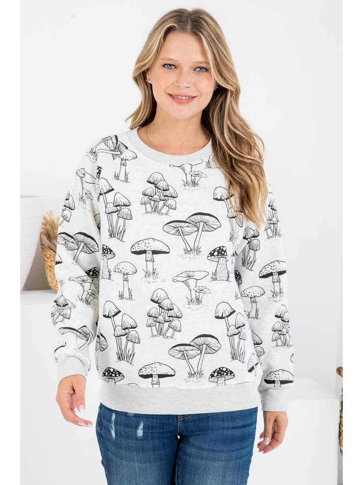 LA Soul - Wholesale Sweatshirt - Women's - Mushroom Print Sweatshirt