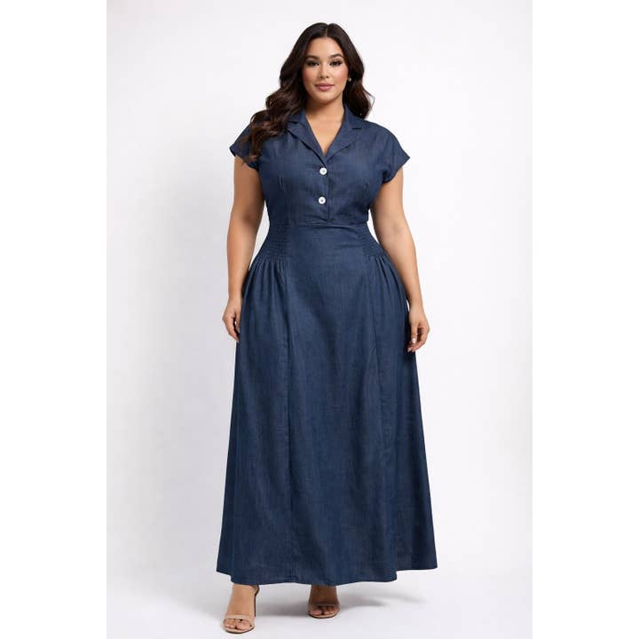 PLUS STRUKTURIERTES CHARM MAXIKLEID für den Großhandel von Esmeray Clothing