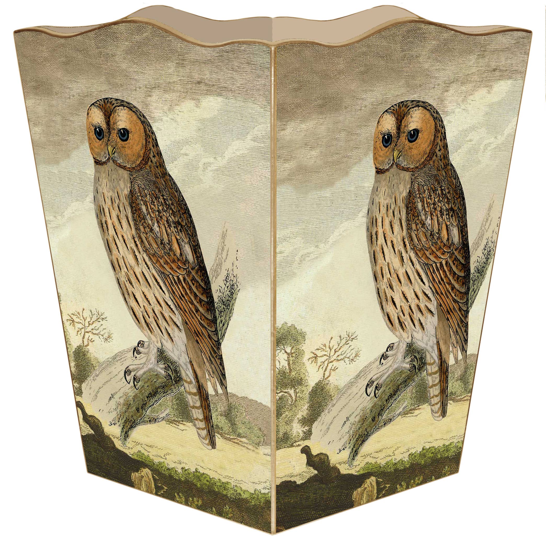 Marye-Kelley - Wholesale Trashcan/Trash Bin - WB8266-Tawny Owl Wastepaper Basket