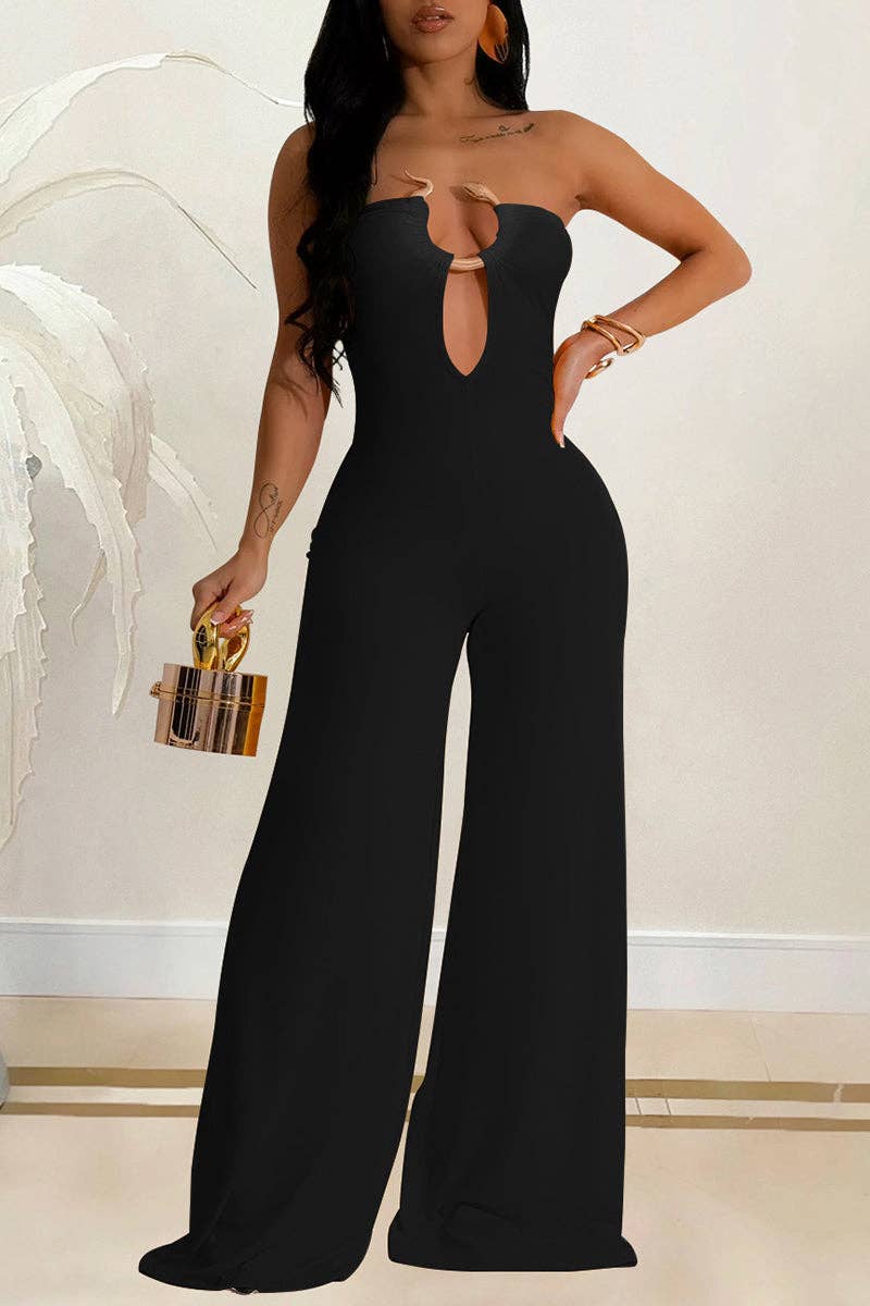 Mccolin - Wholesale Jumpsuit - Women's - Strapless Wide-Leg Jumpsuit