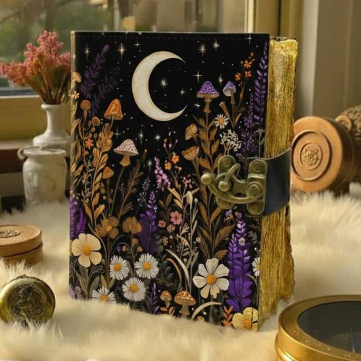 Journal en cuir floral avec serrure Fait main Vintage Botanique pour la vente par MNM HANDICRAFTS